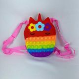 Bolsa Mochila Pop It Infantil Menina De Silicone Unicórnio Vermelho