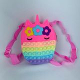 Bolsa Mochila Pop It Infantil Menina De Silicone Unicórnio Pink