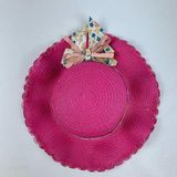 Chapéu Infantil Menina De Palha Sintética Com Laçinho Moda Verão Pink