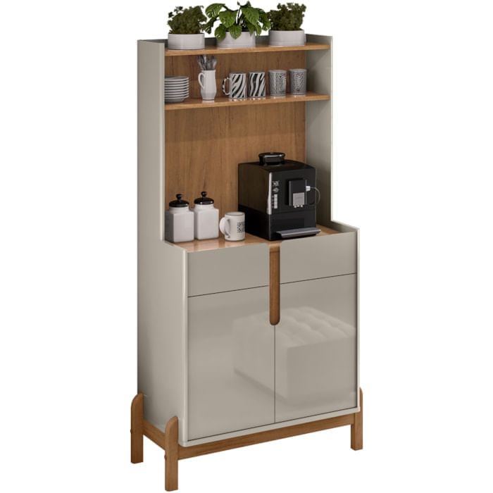 Aparador Cantinho Cafe 50525 2 Portas 81cm Off White Cedro Dcasa