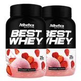 2 Best Whey Isolado Hidrolisado 3w Morango 900g - Atlhetica