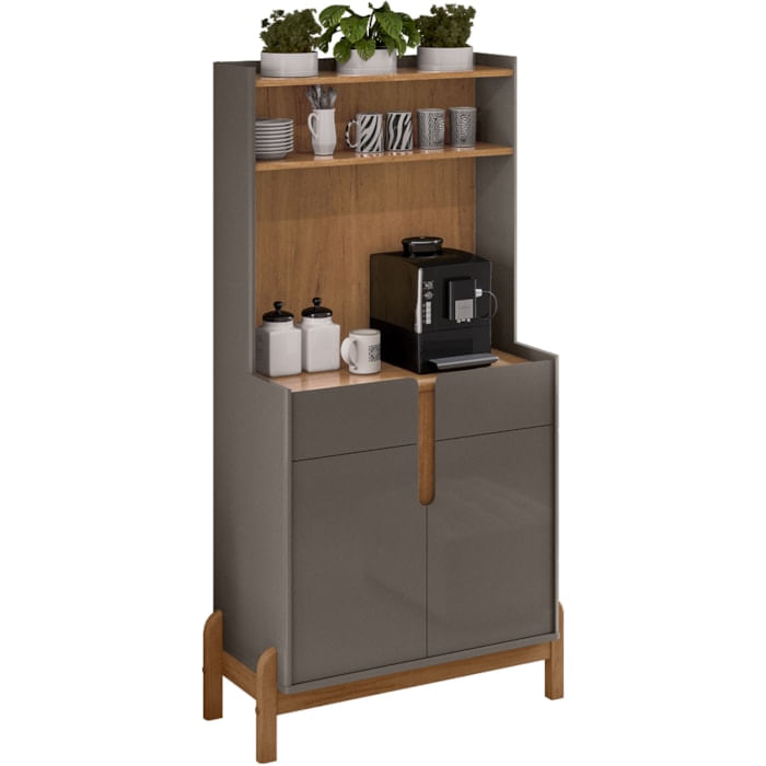 Aparador Cantinho Cafe 50525 2 Portas 81cm Cinza Perola Cedro Dcasa