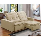 Sofa Retratil Reclinavel 2 Lugares 2,00m Atlantis Veludo Bege Lansofbr
