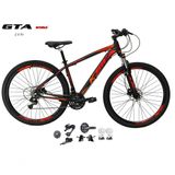Bicicleta Aro 29 Ksw Xlt Kit 2x9 Sunrun Freio Disco K7 11/36 Pedivela 24/38d Garfo Trava - Preto/vermelho/laranja Tam.19