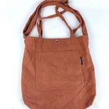 Bolsa Sacola Feminina Veludo Cotelê Casual Escolar Faculdade Bolsa Tote Retrô Areia