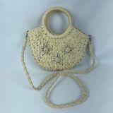 Bolsa Feminina De Praia Palha Meia Lua Moda Verão Marfim