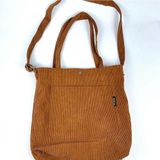 Bolsa Sacola Feminina Veludo Cotelê Casual Escolar Faculdade Bolsa Tote Retrô Marrom