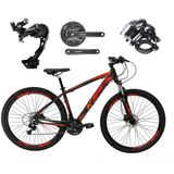 Bicicleta Aro 29 Ksw Xlt Alívio E Altus 27v Freio Hidráulico Garfo Trava - Preto/vermelho/laranja Tam.19