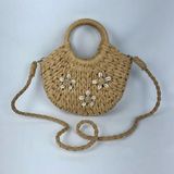 Bolsa Feminina De Praia Palha Meia Lua Moda Verão Caramelo