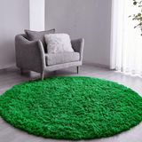 Tapete Sala Felpudo Peludo Verde Redondo 100 Cm