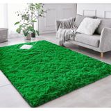 Tapete Sala Felpudo Peludo Verde 200 X 200 Cm
