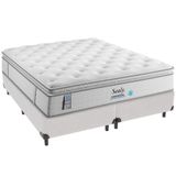 Cama Box Branco E Colchão Confort Gel Molas Ensacadas Com Pillow Top Queen Sealy