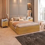 Conjunto Cama Box Casal Lia Com Mesa De Cabeceira Com 1 Nichos E 2 Gavetas Domus Branco/freijó