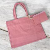 Bolsa De Praia Palha Feminina Com Zíper De Ombro Sacola Ecobag Tote Juta Natural Com Necessaire Rosa