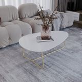 Mesa De Centro Trude Organica 35cm X 90cm X 60cm Branco / Dourado