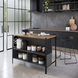 Mesa Bancada Gourmet Estilo Industrial 127cm Preto/mel/grafite