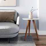 Mesa De Apoio Lateral 50cm X 50cm X 52xcm Esmeralda Off White / Mel