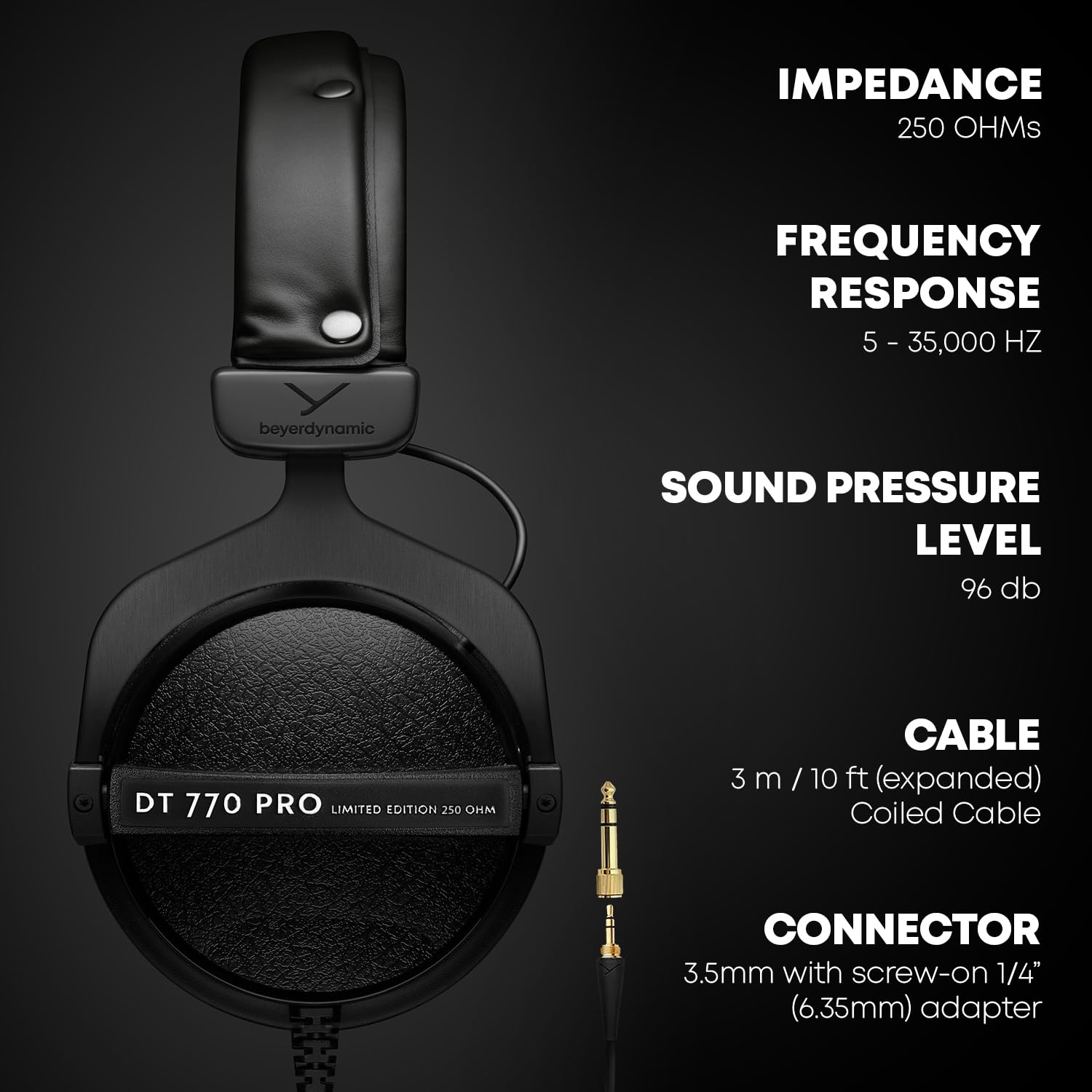 Fones De Ouvido Beyerdynamic Dt 770 Pro 250 Ohm Edição Preta