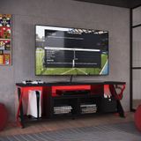 Rack Gamer Para Tv Até 60 Polegadas Industrial Com Iluminação Em Led Rgb P1033 Vermelho/preto