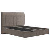 Cama Queen Flutuante Baú Cabeceira 160cm Fly S05 Linho Marrom - Mpozenato