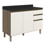 Balcão De Cozinha Com Tampo 120cm Maly N03 Carvalho/off White - Mpozenato