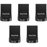 Unidade Flash Sandisk Ultra Fit 128 Gb Usb 3.2 Gen 1, Pacote X5