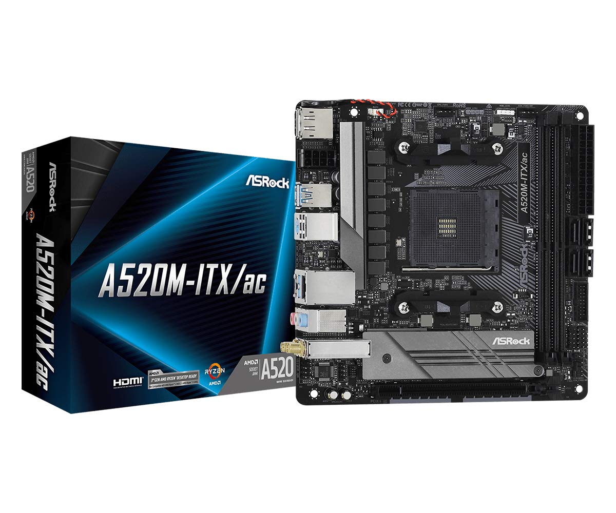 Placa-mãe Asrock A520m-itx/ac Mini Itx Para Amd Ryzen