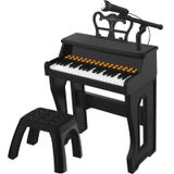 Piano De Teclado Dollox Para Crianças De 37 Teclas Com Banco E Microfone Para Maiores De 3 Anos