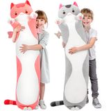 Almofada Corporal De Pelúcia Para Gatos Mewaii Long Cat 50 Cm A 135 Cm Rosa