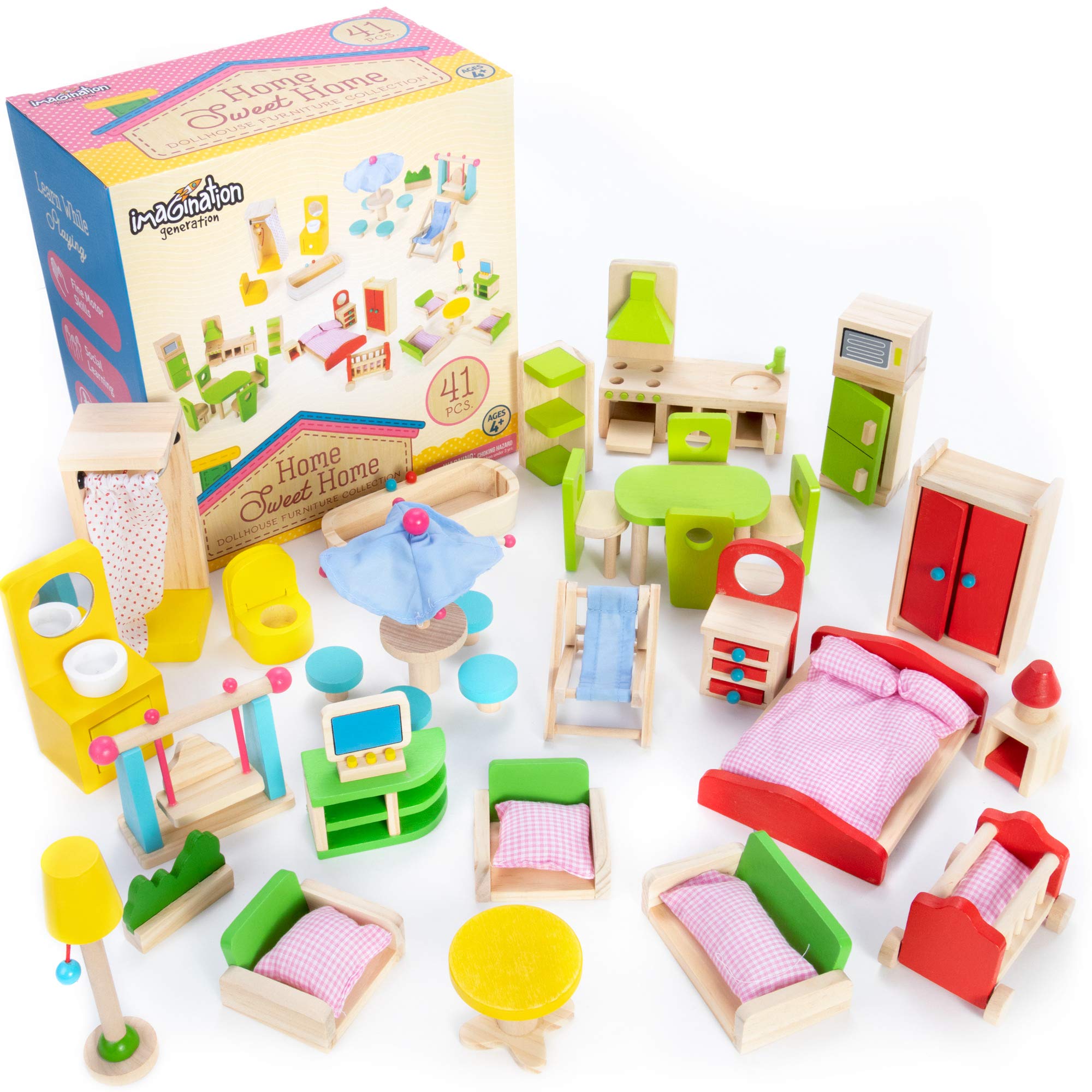 Pacote Dollhouse Furniture Imagination Generation 41 Pc