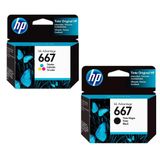 Kit Cartuchos Hp 667 Preto E Colorido Original, 3ym78ab 3ym79al