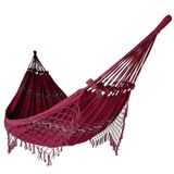 Rede De Dormir Descanso Casal 3,80m X 1,50m Algodão Premium Vinho