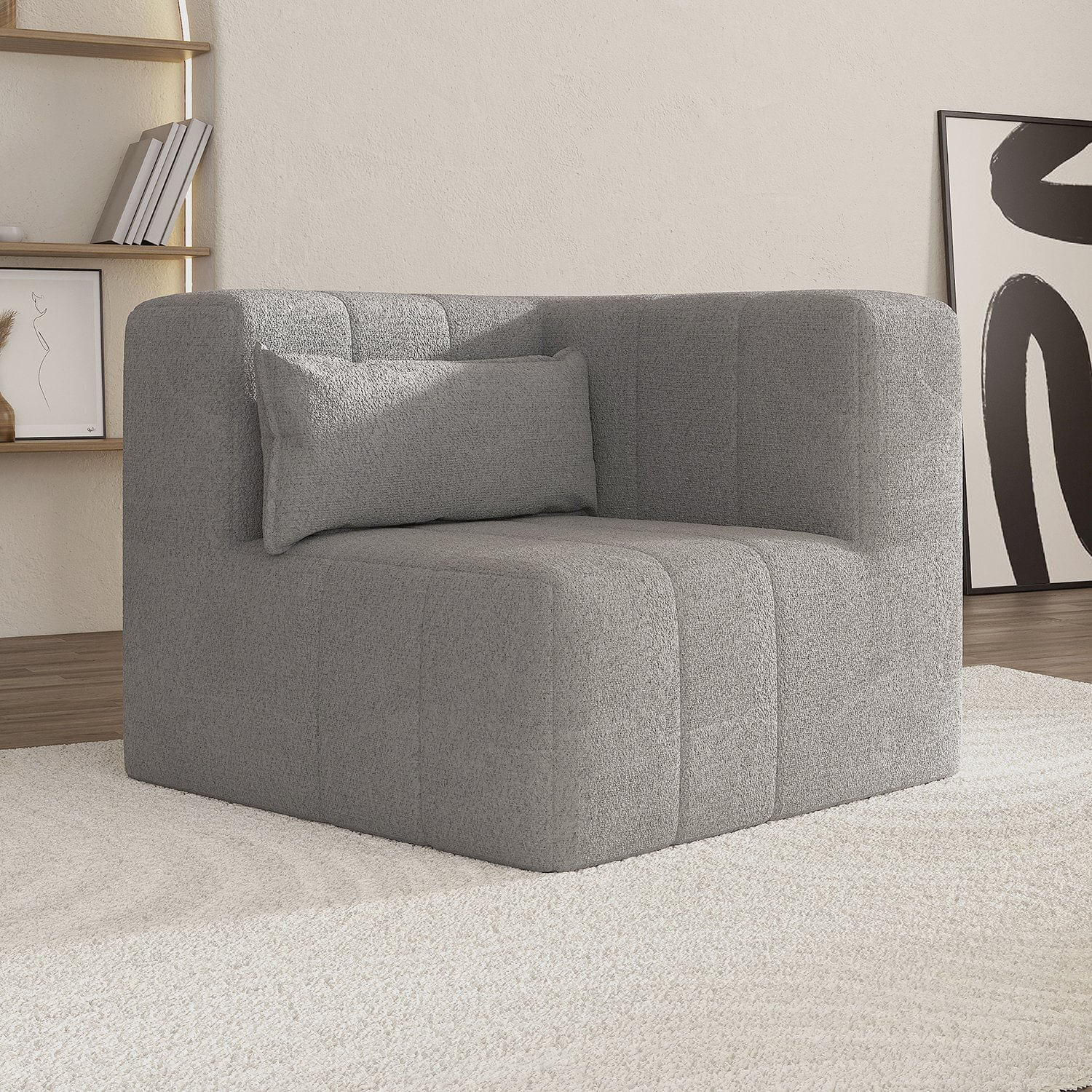 Sofá De Canto Modular De Espuma Easybox Cabecasa Madeiraoriginals Cinza Claro