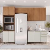 Cozinha Compacta 4 Peças Com Torre Quente Yasmin Espresso Móveis Nature/areia