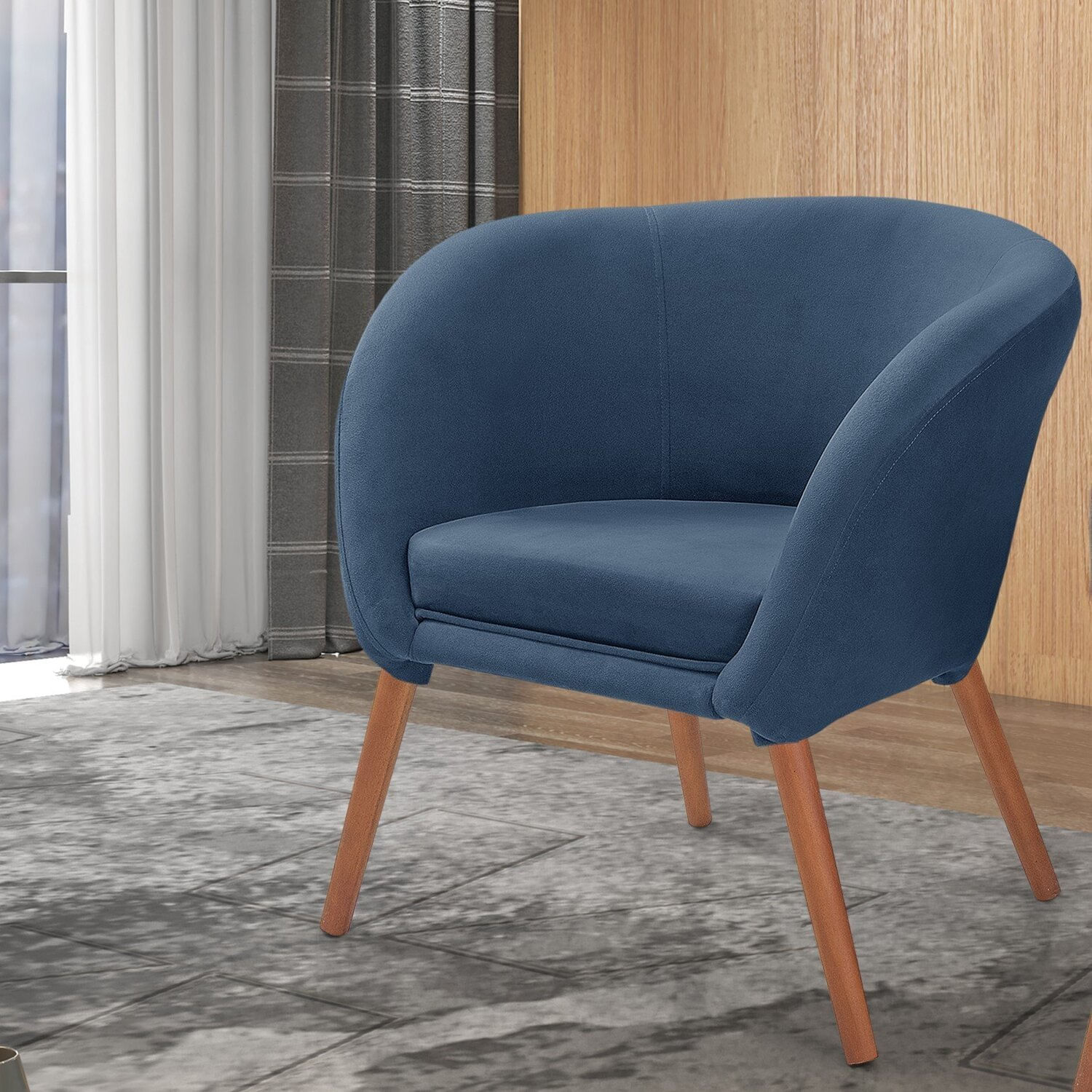 Poltrona Para Sala De Estar Afrodite Azul Marinho