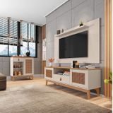 Conjunto Rack Com Painel Para Tv Até 60 Polegadas Retrô Esmeralda Aparador Rubi Casa D