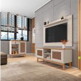 Conjunto Rack Com Painel Para Tv Até 60 Polegadas Retrô Safira Aparador Rubi Casa D