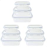 Kit 3 Conjunto 3 Potes Herméticos Retangular 300/600/1040ml