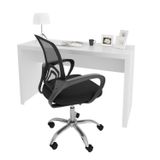 Kit Escrivaninha 127cm Com Cadeira De Escritório Diretor Tela Mesh Branco