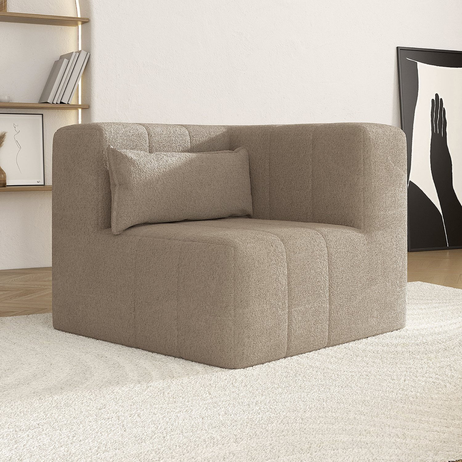 Sofá De Canto Modular De Espuma Easybox Cabecasa Madeiramadeira Taupe