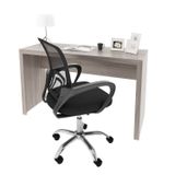 Kit Escrivaninha 127cm Com Cadeira De Escritório Diretor Tela Mesh Carvalho