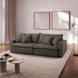 Sofá Cama Jupiter 3 Lugares Retrátil Reclinável 2,30m Linho Com Molas Ensacadas Grafite