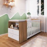 Conjunto Para Quarto De Bebê Com Berço Moisés E Cômoda 2 Gavetas Aconchego Nogal Manchester/branco