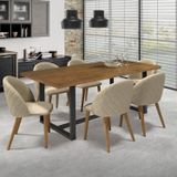 Conjunto Mesa Madeira Maciça Com 6 Cadeiras Ediane Yescasa