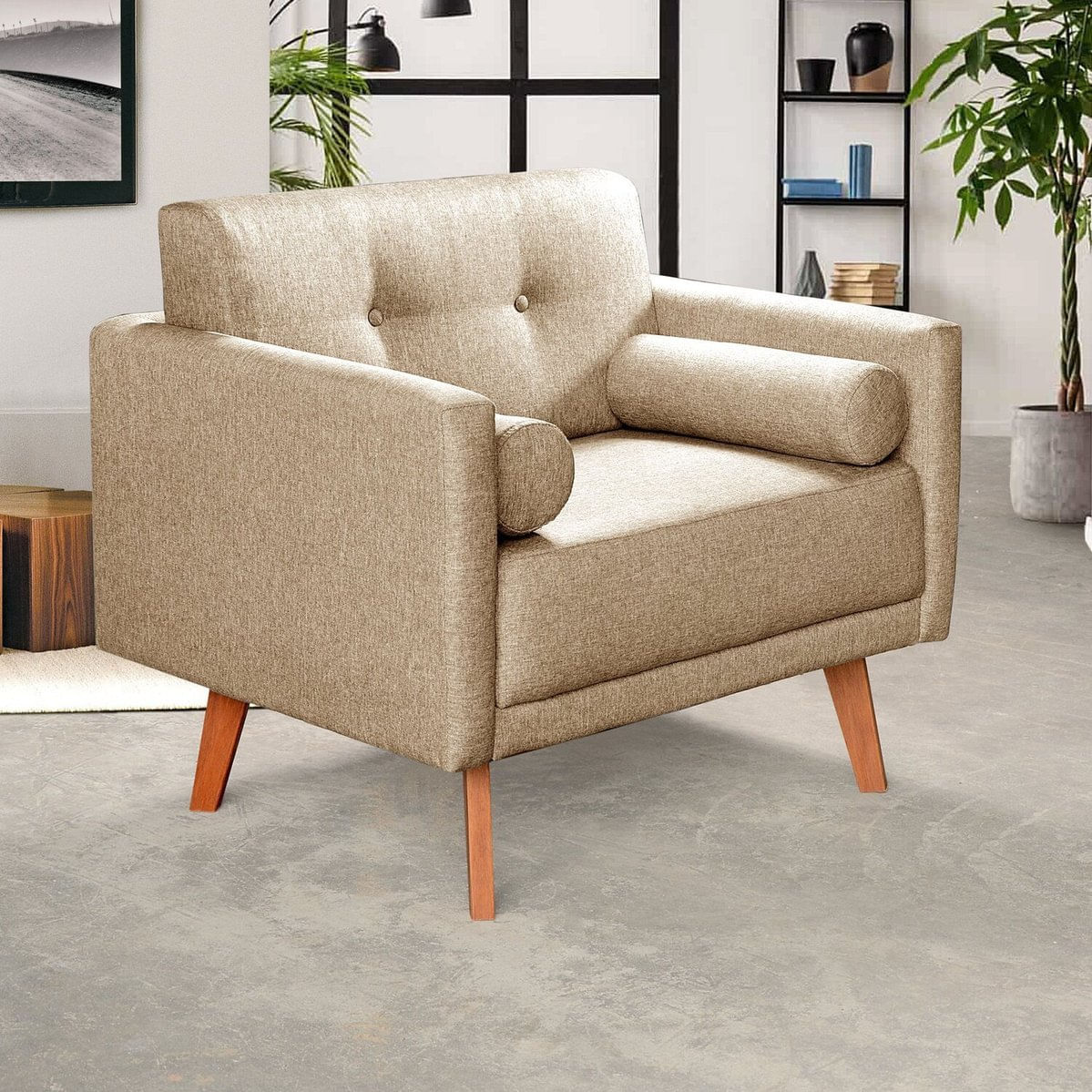 Poltrona Moderna Luma Decoração Sala, Varanda, Recepção Marrom