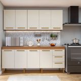 Cozinha Completa 9 Portas E 3 Gavetas Atenas Nature/off White
