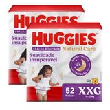 Kit 2 Fralda Roupinha Huggies Natural Care Tamanho Xxg Pacote Hiper 52 Unidades Descartáveis
