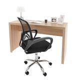 Kit Escrivaninha 127cm Com Cadeira De Escritório Diretor Tela Mesh Amendoa