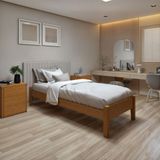 Cama Solteiro 90cm Turca Slim Em Madeira Maciça Amêndoa/mel