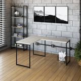 Escrivaninha L Estilo Industrial 120x140cm Dynamica Yescasa Snow / Preto